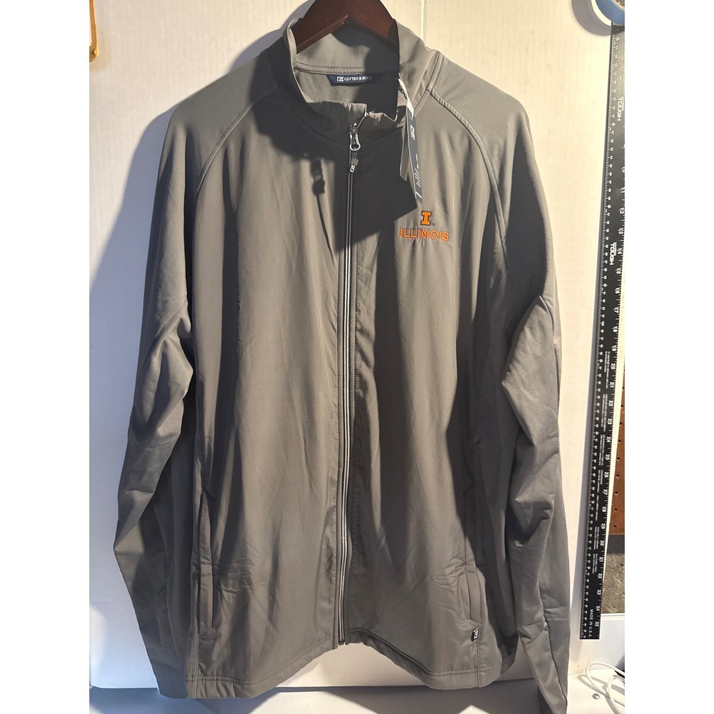 Cutter & Buck Mens University of Illinois Adapt Eco Hybrid Full‎ Zip Jacket Gray